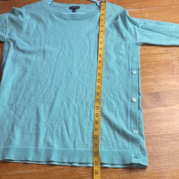 Talbots Side Button Blue Crew Neck Sweater Nylon Lambswool Wool Blend Size M - Picture 7 of 7